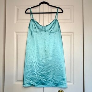 NWT Wild Fable Satin Aqua Mini Dress